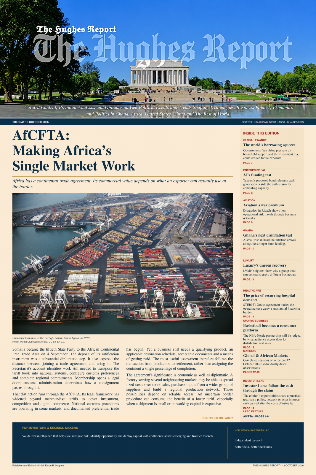 The Hughes Report, 13 October 2026 — AfCFTA: Making Africa’s Single Market Work